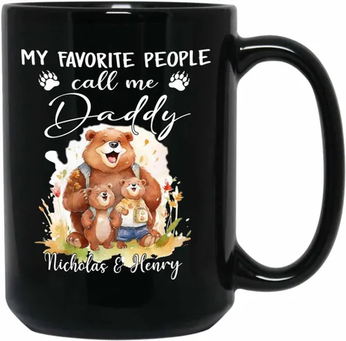 Vista 9 de Baby Coming Soon - Taza de café negra de 11 onzas y 15 onzas, taza de café personalizada para papá con nombre, taza de café de cerámica con anuncio