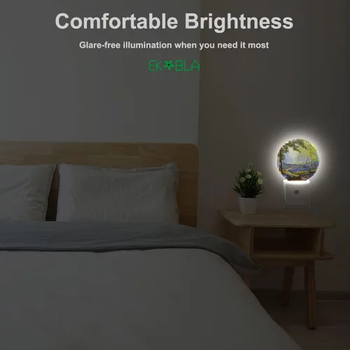 Vista 5 de EKOBLA Luz nocturna enchufable para jardín de primavera, luz nocturna LED de lavanda y camino floreciente para niños y adultos, decoración del hogar