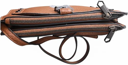 Vista 3 de Vintage Brown Crossbody Bag for Women Vegan Leather Small Purse with Adjustable Strap, Zipper Closure & Front Buckle Detail Casual Travel Shoulder