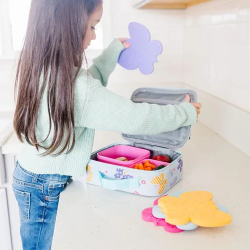 Vista 2 de Wildkin Paquetes de hielo para niños (paquete de 4) – Delgadas, reutilizables, mantiene el almuerzo fresco para la escuela/viajes, mariposa