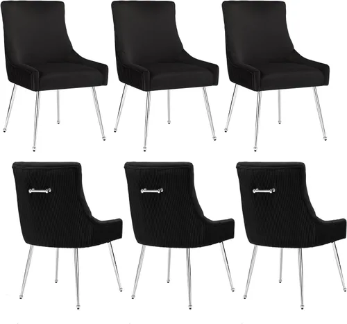 Vista 12 de adochr Juego de 2 sillas de comedor de terciopelo con patas de metal dorado 2-Azul oscuro