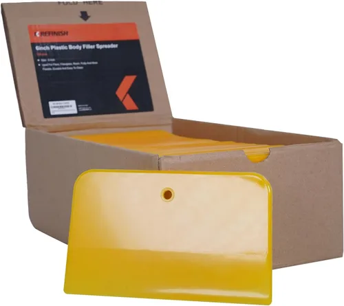 Vista 10 de KREFINISH Esparcidores de Relleno Corporal (3 Tamaños, 15 Piezas) - Esparcidor Plástico Reutilizable Amarillo para Rellenos Automotrices, Masillas