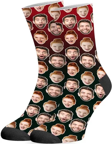 Vista 6 de D-Story Custom Face Socks with Photo Novelty Crew Sock Personalized Gift 01