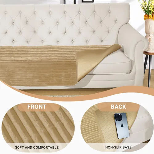 Vista 6 de NAISI Fundas de sofá para perros, funda impermeable de franela a rayas, apta para mascotas, lavable, protector antideslizante para sofá seccional