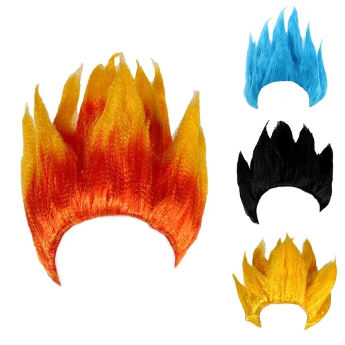 Vista 3 de Peluca de Gokus para niños, con diseño de dragones y bolas Z, peluca de cosplay Super Saiyans Gokus, peluca para fiesta de Halloween, peluca