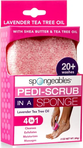 Vista 7 de Spongeables Pedi Scrub Foot Exfoliating 20+ Wash Sponge, aceite de argán, 2