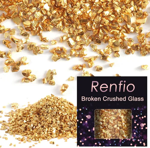 Vista 24 de Renfio Juego de purpurina de vidrio triturado roto de 32 colores, 22.57 onzas, fragmentos de purpurina de 2 a 0.157 in, chips de vidrio metálico