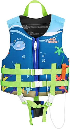 Vista 17 de HeySplash Chaleco de natación para niños pequeños, chaqueta de natación para niños de 30-50/50-80 libras, chaleco flotante para niños con correa