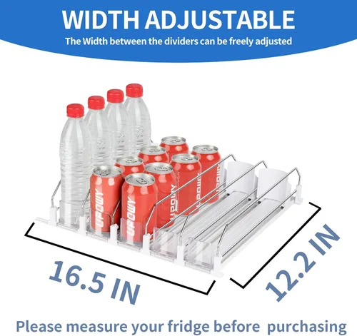 Vista 3 de Organizador de bebidas para refrigerador, dispensador de latas de soda, dispensador de nevera para refrigerador, 5 filas y 20 latas de 12.2 pulgadas