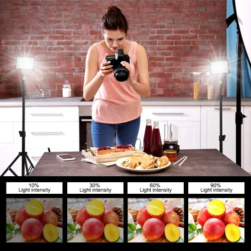 Vista 4 de 3 paquetes de 70 LED Luz de video con soporte de trípode ajustable/Filtros de color, Kit de iluminación de estudio USB Obeamiu 5600K