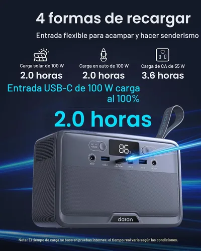 Vista 5 de DARAN Estación de energía portátil R200 192Wh, fuente de alimentación Gris