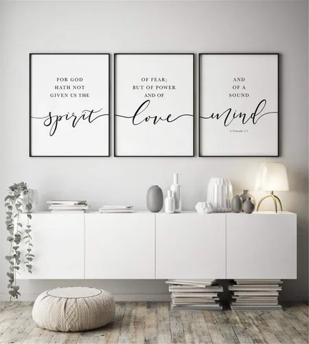 Vista 5 de Arte de pared para decoración del hogar, 3 piezas, póster de oración de serenidad, impresiones de recuperación de adicciones, pintura en lienzo