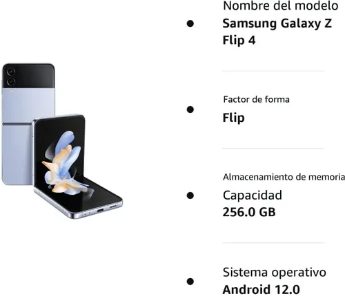 Vista 2 de Samsung Galaxy Z Flip 4 5G, versión estadounidense, 256GB, azul - Desbloqueado (renovado)