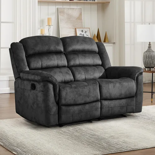 Vista 26 de EBELLO - Silla reclinable manual, sofá reclinable de tela suave con apoyabrazos y respaldo acolchado para sala de estar, dormitorio, color marrón