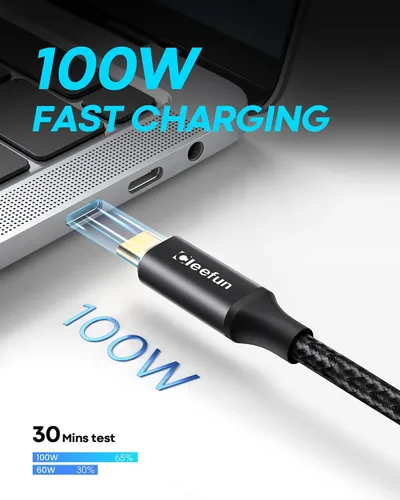 Vista 4 de CLEEFUN Cable de extensión USB-C, 1 pie, paquete de 1, USB-C macho a hembra, datos de 10 Gbps y sincronización de video 4K, carga rápida de 100 W