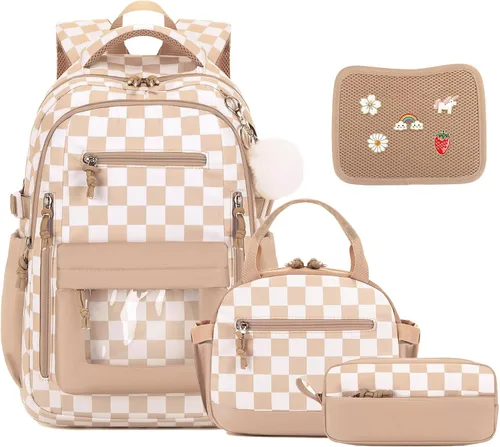 Vista 21 de 4PCS Girls Backpack Pin Display Ita Bag with Lunch Box B-negro Bloom
