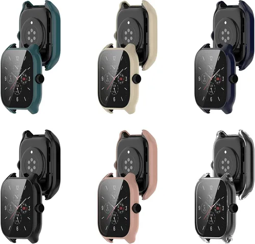Vista 2 de Funda compatible con Amazfit GTS 4, resistente a los arañazos, protector de pantalla de vidrio templado HD para reloj inteligente Amazfit GTS 4