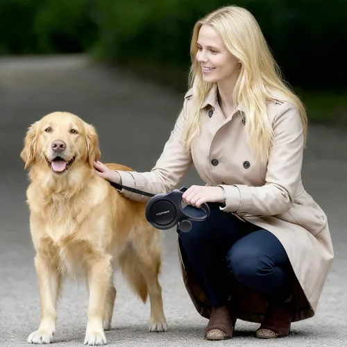 Vista 8 de Correa retráctil de 26 pies para perros medianos/grandes de hasta 110 libras, correa retráctil fuerte y resistente con cable a prueba de mordidas