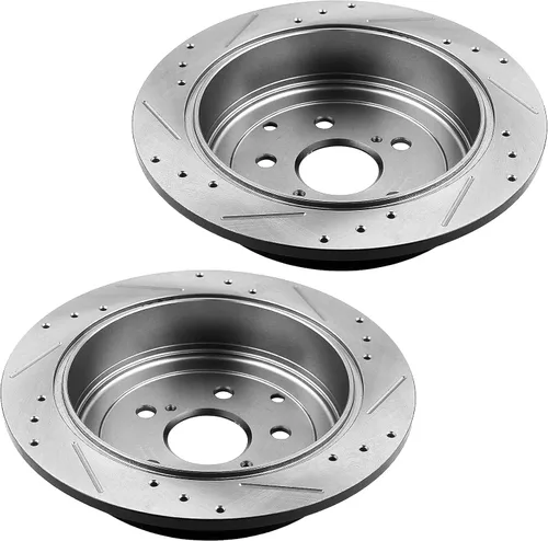 Vista 7 de MotorbyMotor Rotores de freno trasero de 12.165 in para Lexus RX350 RX450H, Toyota Highlander Sienna rotor perforado y ranurado y kit de pastillas