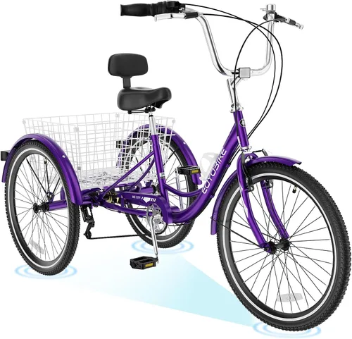 Vista 19 de ABORON Triciclo para adultos, bicicleta de 3 ruedas para adultos, triciclo para adultos, llantas de doble pared, triciclo para mujeres y hombres