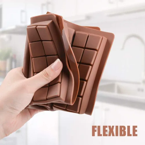 Vista 9 de Molde de barra de chocolate, molde de barra de chocolate Dubai de silicona profunda para chocolate, molde antiadherente grueso para caramelo para 10