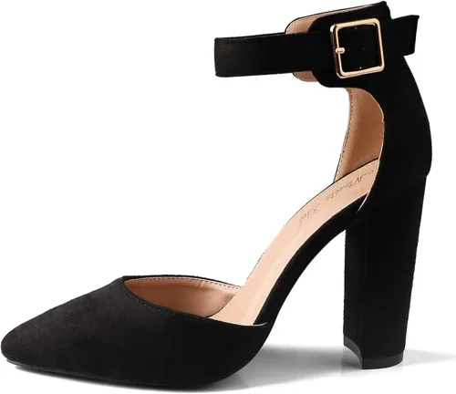Vista 3 de Tacones altos. Zapatos de tacón grueso y puntiagudos con punta cerrada, zapatos de moda para fiestas, bodas, regalos para mujeres