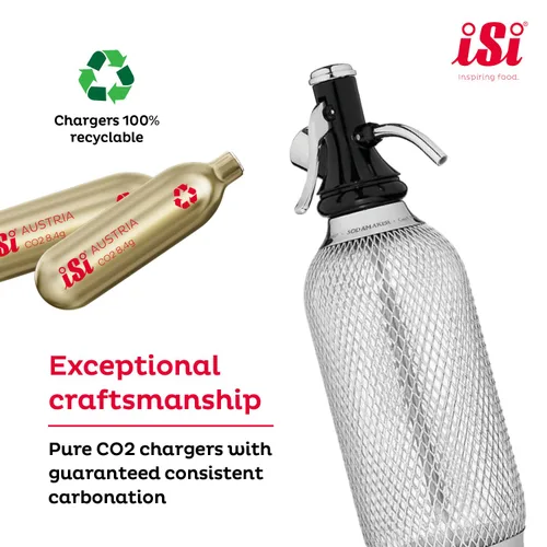 Vista 3 de iSi North America Cargadores de sifón de soda de CO2, 0.30 oz de dióxido de carbono, compatible con Classic SodaMaker y sifón de soda de acero
