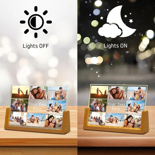 Vista 5 de Marco de fotos personalizado con foto, placa acrílica personalizada con base de luz nocturna LED, regalos de cumpleaños de aniversario para familia