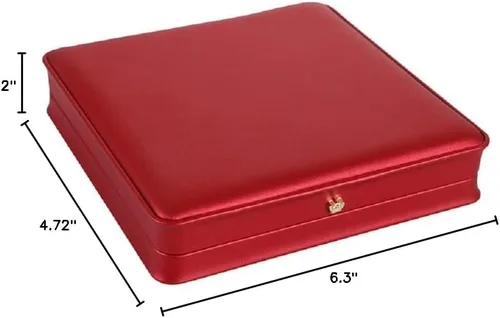 Vista 8 de Juego de joyas de boda Caja de cuero premium collar pendiente anillo expositor soporte de almacenamiento (rojo grande)