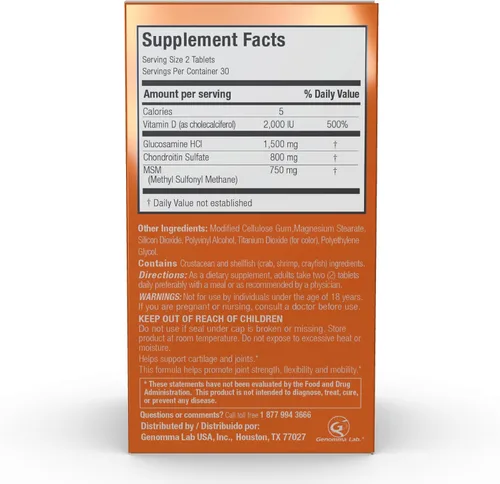 Vista 8 de X RAY Triple Action Suplemento Alimenticio para mejorar la salud de las articulacionescon vitamina D, 60 tabletas Glucosamina 1500 mg, condroitina