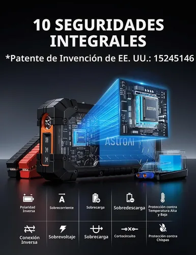Vista 8 de AstroAI S8 Ultra 12V 4000A Lithium Jump Starter Up to All Gas/12L Diesel Naranja