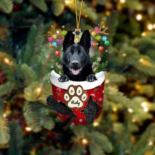 Vista 61 de Adornos personalizados de Pug cervatillo – Decoración personalizada para árbol de Navidad con patas de bolsillo de nieve