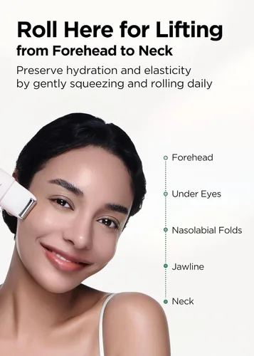 Vista 4 de Bewants rodillo de crema para el cuello gua sha, crema coreana para el cuello con rodillo de masaje, suero para el cuello de elevación rápida roll