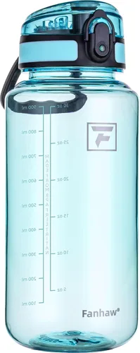 Vista 13 de Fanhaw Botella de agua Tritan transparente de 32 onzas, sin BPA y a prueba de fugas, boca ancha con tapa antipolvo, botella de plástico reutilizable