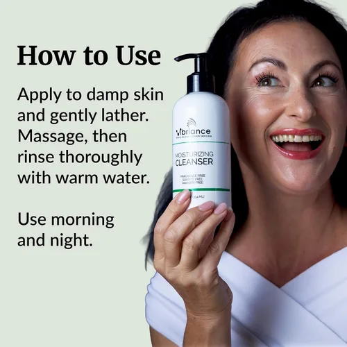 Vista 3 de Vibriance Limpiador hidratante, lavado facial de aceite a espuma con niacinamida, manteca de karité para pieles maduras, limpiador facial suave