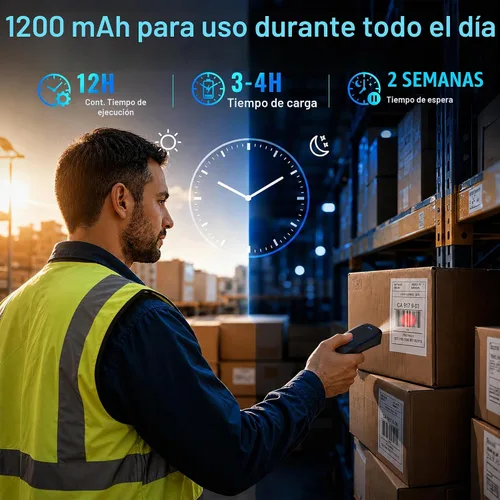 Vista 5 de Tera Escáner de código de barras 2D inalámbrico portátil: BT 2.4G USB 2D azul