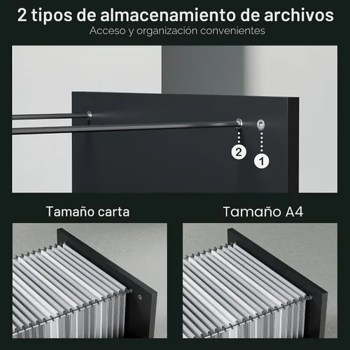 Vista 5 de ModernMate - Escritorio de pie de 63" con gabinete de archivos, panel de privacidad, AC/USB, escritorio ejecutivo de 1.18" de altura ajustable