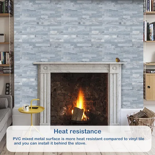 Vista 6 de Midcard 10 Hojas de Azulejos de Pared PVC para Salpicaduras, de Pelar y Pegar, para Salpicaduras de Cocina Rectangular Marrón Oscuro