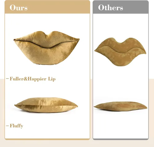 Vista 4 de AELS Almohadas de labios 3D, suaves y suaves, decorativas, almohadas de amor, lindas almohadas de 20 x 11 pulgadas para sofá, cama, sala de estar