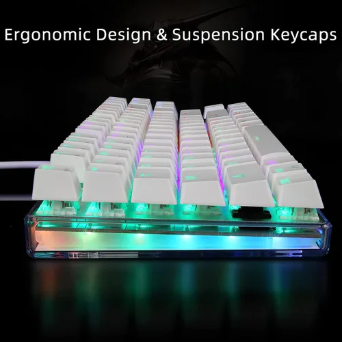 Vista 5 de MOTOSPEED Teclado mecánico para juegos RGB retroiluminado inferior transparente anti-fantasma 87 teclas teclado USB iluminado