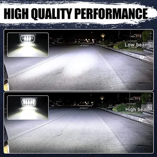 Vista 5 de OPP ULITE Faros delanteros LED 4x6 con luz blanca DRL ámbar señal de giro Halo, haz de sello H4651 H4656 H6545 H4668, paquete de 4 piezas (1730S-4)