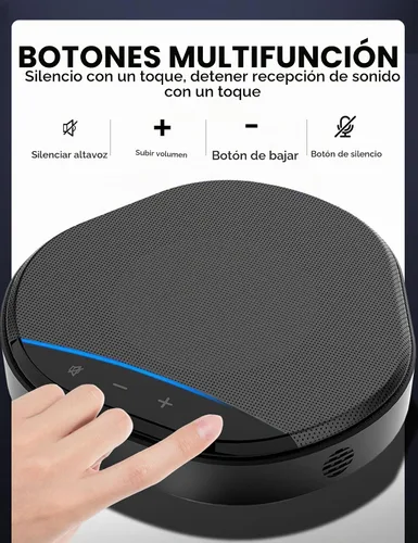 Vista 5 de Altavoz y micrófono de conferencia, captación de voz mejorada de 360° con 2 micrófonos AI, reducción de eco y ruido, altavoz USB-C Plug & Play