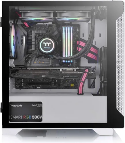 Vista 6 de Thermaltake S100 Carcasa para computadora de cristal templado Snow Edition Micro-ATX mini-Tower con ventilador trasero de 120mm preinstalado Nieve