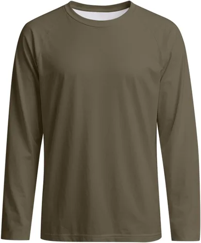 Vista 3 de Camisetas para hombre, manga larga, color sólido, cuello redondo, camisetas básicas informales, M-3XL