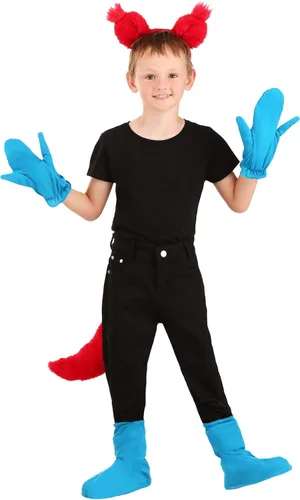 Vista 6 de elope Dr. Seuss Fox in Socks Costume Kit for Adults and Kids, Ear Headband, Mitts, Tail, Shoe Covers