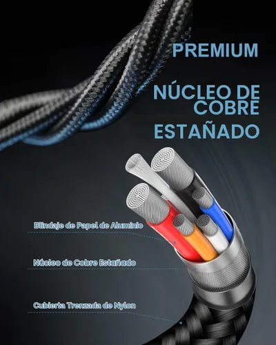 Vista 2 de Cable Lightning USB C para iPhone 14 13 Pro Max certificado por Apple Power Tipo C