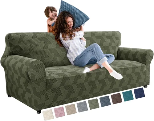 Vista 29 de JIVINER - Juego de 2 fundas elásticas para sillas de comedor, fundas geométricas de jacquard para sillas de comedor, fundas lavables para sillas