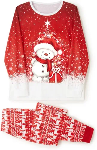 Vista 2 de jxxiatang Pijamas de Navidad familiares para parejas y niños, conjunto de descanso a juego, camisa holgada y pantalones a cuadros, ropa de dormir