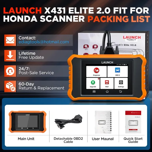 Vista 8 de LAUNCH Escáner Creader Elite 2.0 OBD2, herramienta de escaneo de diagnóstico bidireccional de sistema completo, lector de código de todos