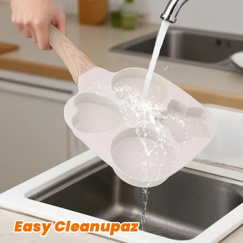 Vista 8 de Topyond Sartén para tortilla de huevos, sartén antiadherente para panqueques de 4 tazas, sartén para huevos, panqueques, crepes, compatible